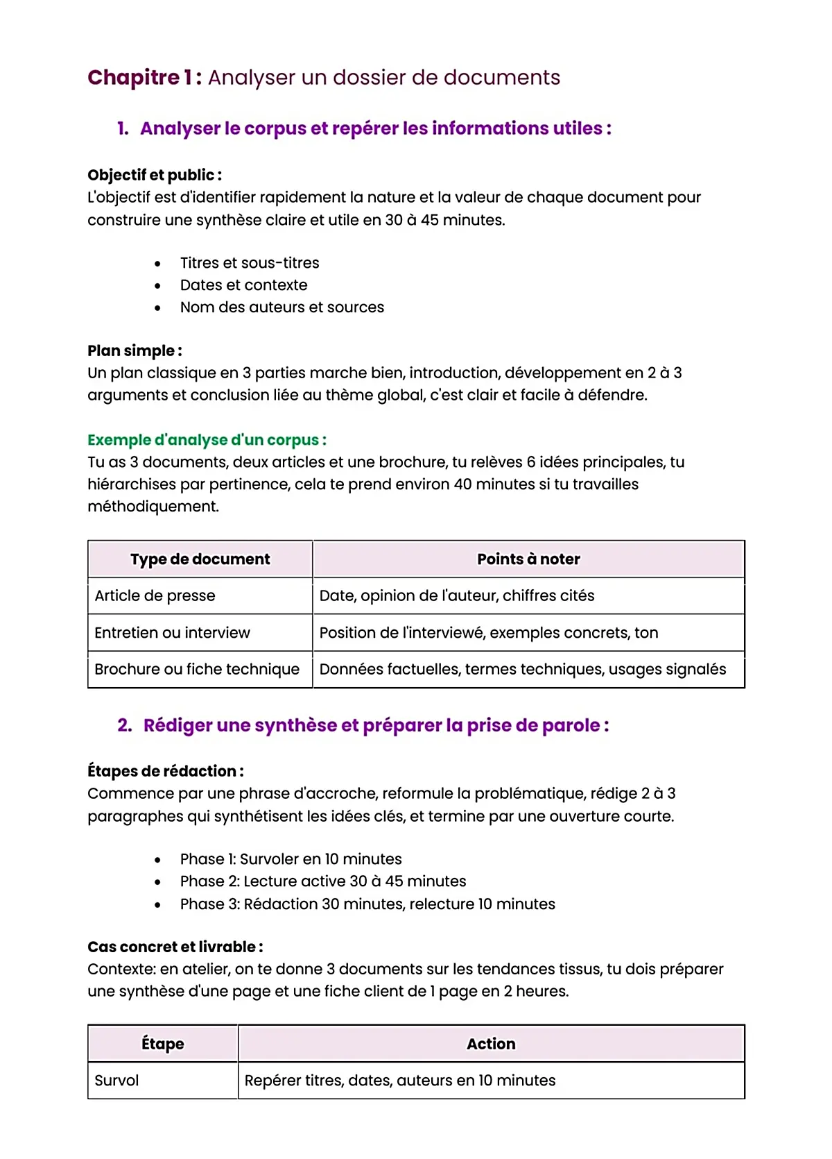 Example Fiche de Révision BP Couture Flou