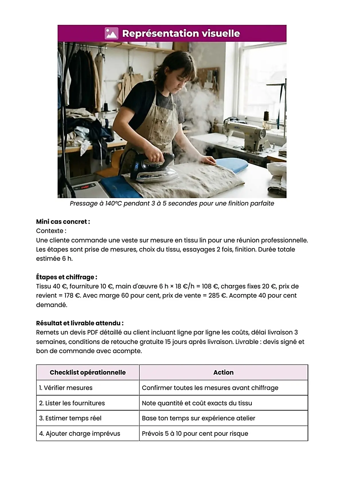 Example Fiche de Révision BP Couture Flou